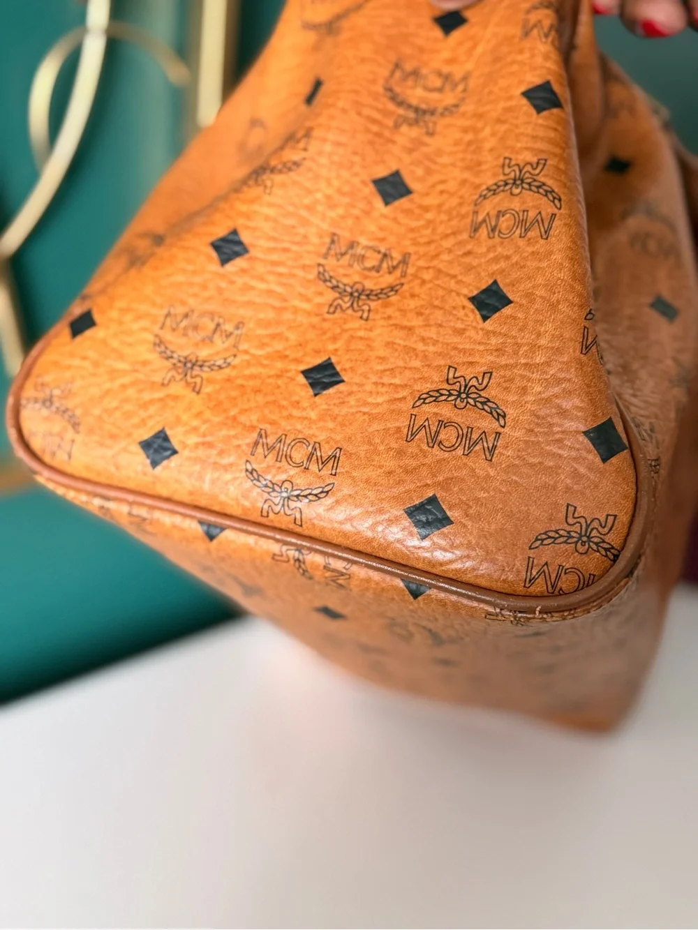 MCM Cognac Visetos Boston Satchel - Cognac Leather